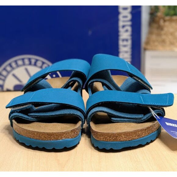 Birkenstock Uji Turquoise Nubuck Suede Leather Two Strap Sandals W10 EU41 NIB - Picture 6 of 13